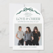 Invitation Arc moderne Elégante Bow Photo Holiday Card (Devant)