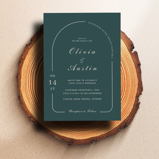 Invitation Arc moderne en épinette Limed Photo Mariage élégan