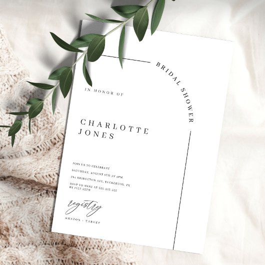 Invitation Arc moderne Fête des mariées noir et blanc Invitat