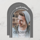 Invitation Arc moderne GRADUATE gray graduation photo (Devant / Derrière)