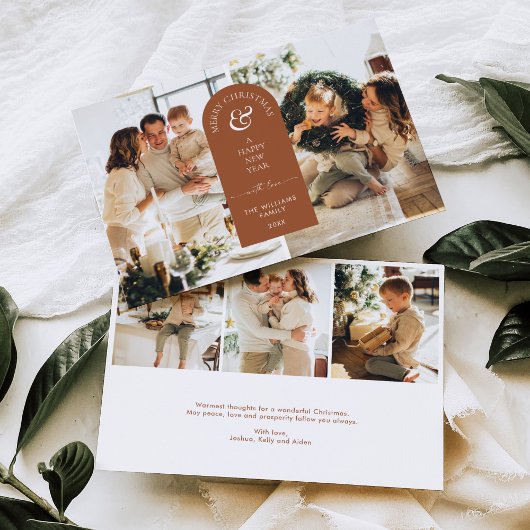 Invitation Arc moderne Joyeux Noël Photo Holiday Card