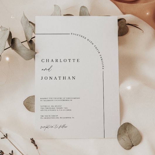 Invitation Arc moderne Mariage noir et blanc