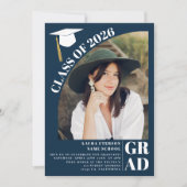Invitation Arc moderne marine bleu 5 photos graduation (Devant)
