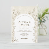 Invitation Arc moderne Neutre Floral Feuille Mariage (Debout devant)