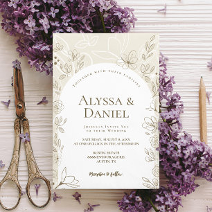 Invitation Arc moderne Neutre Floral Feuille Mariage