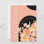 Invitation Arc moderne Orange Peach et Black Floral Mariage (Devant)