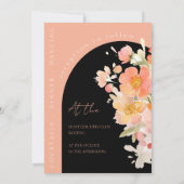 Invitation Arc moderne Orange Peach et Black Floral Mariage (Dos)
