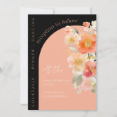 Invitation Arc moderne Orange Peach et Black Floral Mariage (Dos)