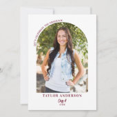 Invitation Arc moderne photo Burgundy Graduation Party (Devant)