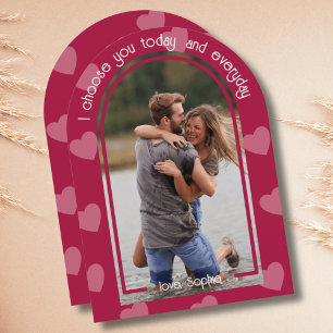 Invitation Arc moderne photo Hot rose Valentines Jour