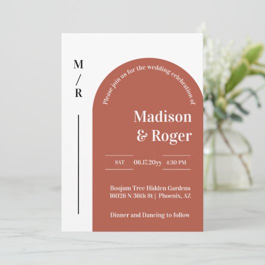 Invitation Arc moderne rétro QR Code RSVP Mariage photo (Debout devant)