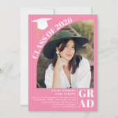Invitation Arc moderne rose 5 photos graduation (Devant)