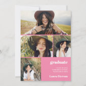 Invitation Arc moderne rose 5 photos graduation (Dos)