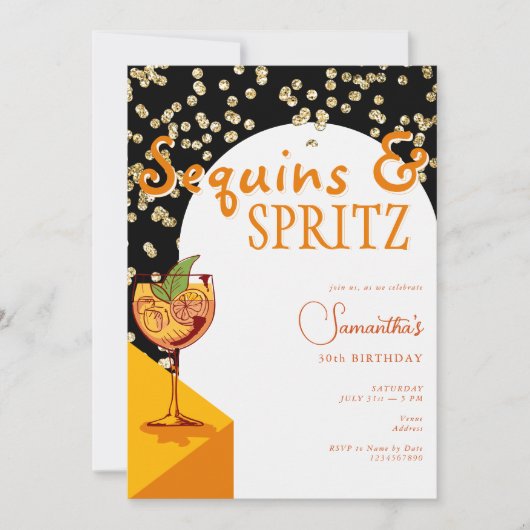 Invitation Arc moderne Séquins élégants Spritz Anniversaire d (Devant)