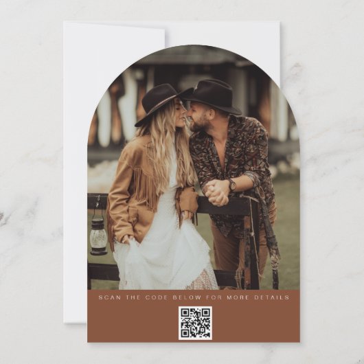 Invitation Arc Moderne Terracotta Mariage Enregistrer La Cart (Dos)