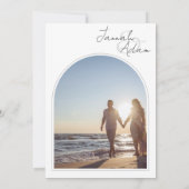 Invitation Arc noir blanc moderne Mariage photo initial (Dos)
