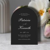 Invitation Arc noir & blanc moderne QR Code Mariage Photo