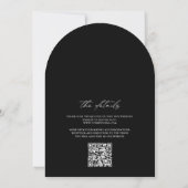 Invitation Arc noir blanc Monogramme QR Code Mariage classiqu (Dos)