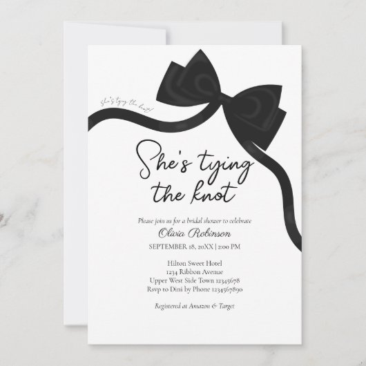 Invitation Arc noir elle attache la douche nuptiale du noeud (Devant)