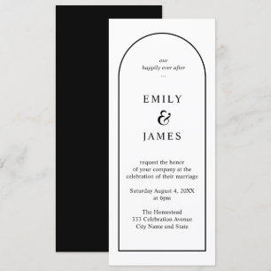 Invitation Arc noir et blanc minimaliste long Mariage 