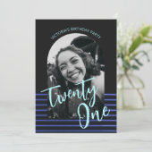 Invitation Arc noir et bleu Photo 21e fête d'anniversaire (Debout devant)