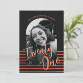 Invitation Arc noir et rouge Photo 21e fête d'anniversaire (Debout devant)