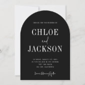 Invitation Arc noir moderne élégant Mariage de code QR (Devant)