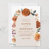 Invitation Arc Orange Brûlé Terracotta Floral Rust Mariage (Devant)