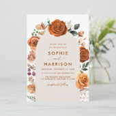 Invitation Arc Orange Brûlé Terracotta Floral Rust Mariage (Debout devant)