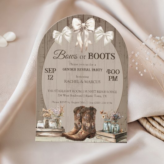 Invitation Arc ou Bottes rustique boho Fête de révélation du 