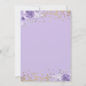 Invitation Arc Parties scintillant or violet Floral Girl Bapt (Dos)