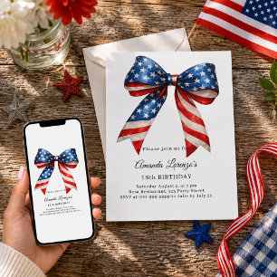 Invitation Arc patriotique USA rouge blanc bleu anniversaire