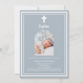 Invitation Arc photo bleu Dusty Baptême (Devant)