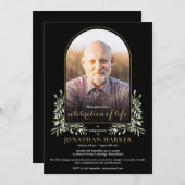 Invitation Arc Photo de verdure Célébration de la vie funérai (Devant / Derrière)