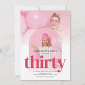 Invitation Arc photo moderne rose 30e anniversaire (Devant)