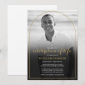 Invitation Arc Photo noir et blanc Célébration de la vie (Devant / Derrière)