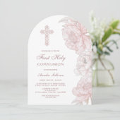Invitation Arc Première communion des pivoines blanches roses (Debout devant)