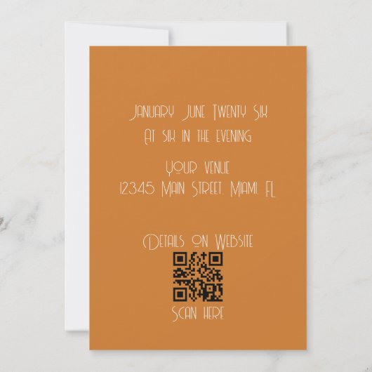 Invitation Arc rétro Mariage initial Terracotta (Dos)