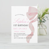 Invitation Arc Rose 1er Anniversaire Fille F (Debout devant)