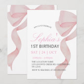 Invitation Arc Rose 1er Anniversaire Fille F (Devant / Derrière)