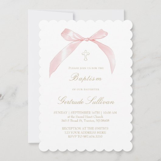 Invitation arc rose | Baptême (Devant)