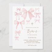 Invitation arc rose blanc arrière - plan fille fille Baptême (Devant)