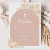 Invitation Arc rose Boho Floral Girls Baptême Christening