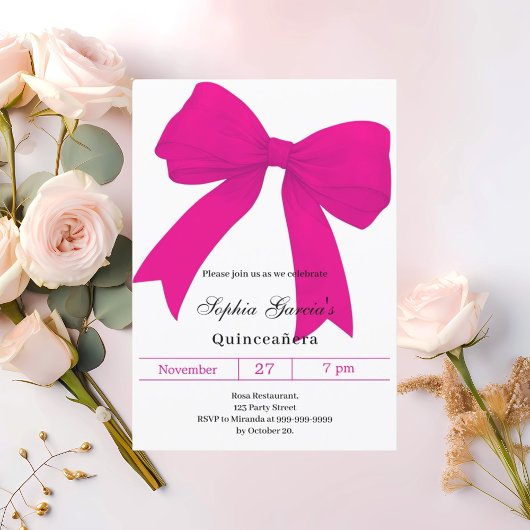 Invitation Arc rose chaud moderne Quinceanera