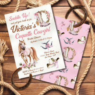 Invitation Arc rose Coquette Cowgirl Fête des mariées