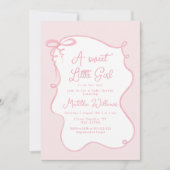 Invitation Arc rose dainty arc ondulé cadre fille baby shower (Devant)