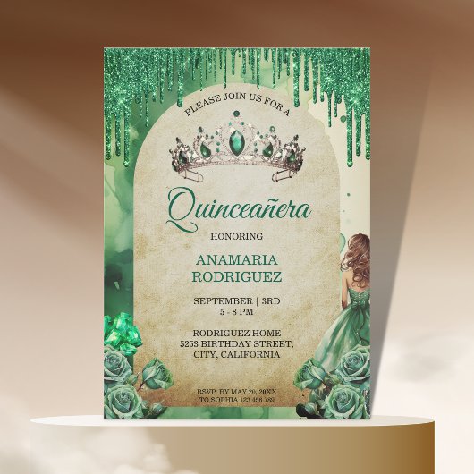 Invitation Arc Rose de Tiara Quinceañera