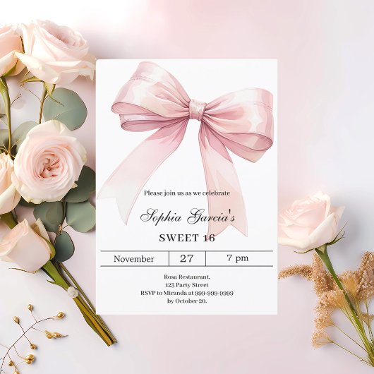 Invitation Arc rose élégant Sweet 16
