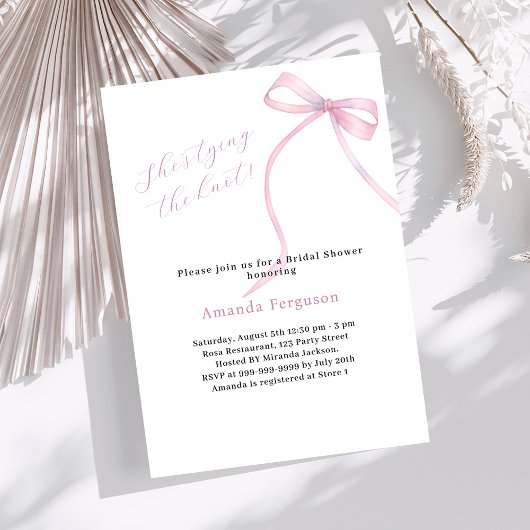 Invitation Arc rose Elle noue la Fête des mariées de noeud