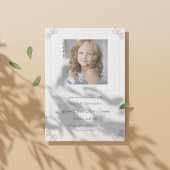 Invitation Arc rose et blanc Première communion sainte